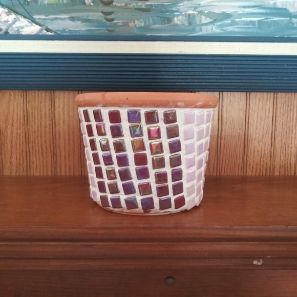 **PRICE REDUCED** Hand Crafted Mosaic Tile Flower Pot - Picture 3 of 12